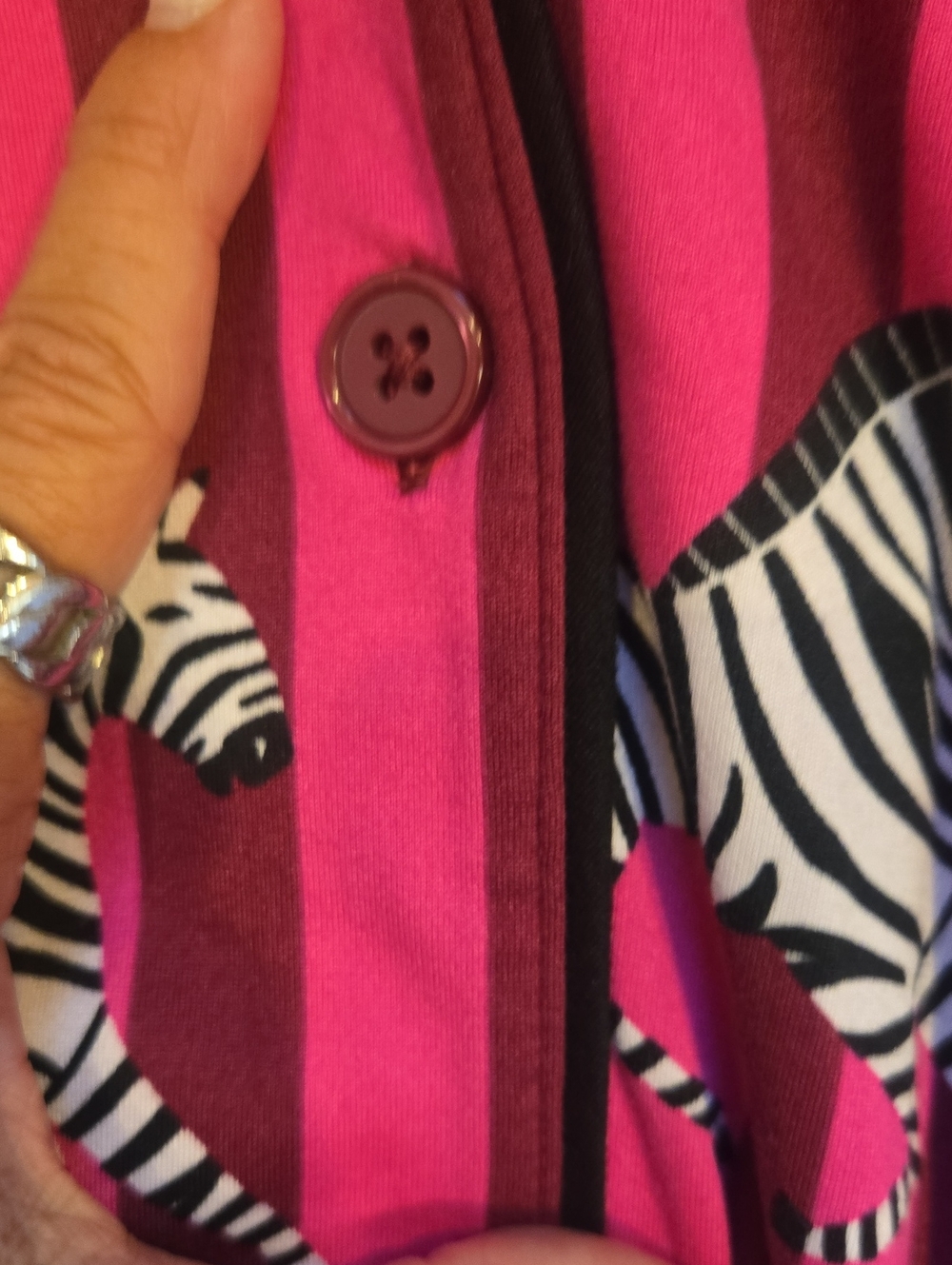 Room Service Pink Striped Zebra Print Pajama Set - Picture 4 of 11